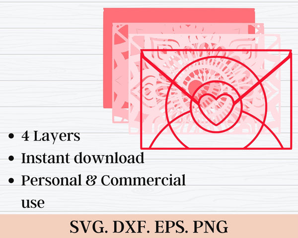 3D Valentine SVG DXF 4 Layer - XOXO Svg-Rishasart