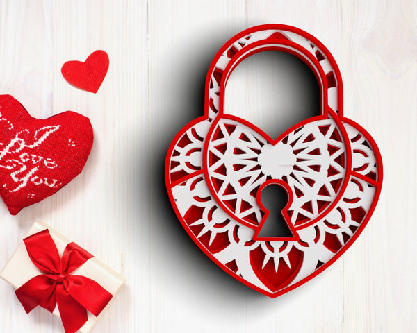 3D Valentine SVG DXF 4 Layer - XOXO Svg-Rishasart