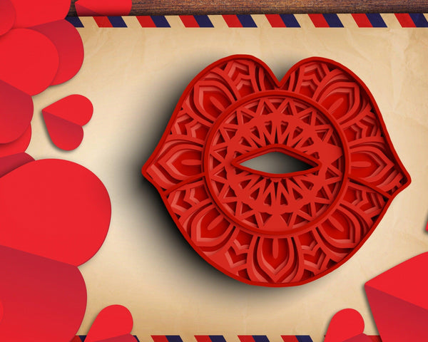 3D Valentine SVG DXF 4 Layer - XOXO Svg-Rishasart