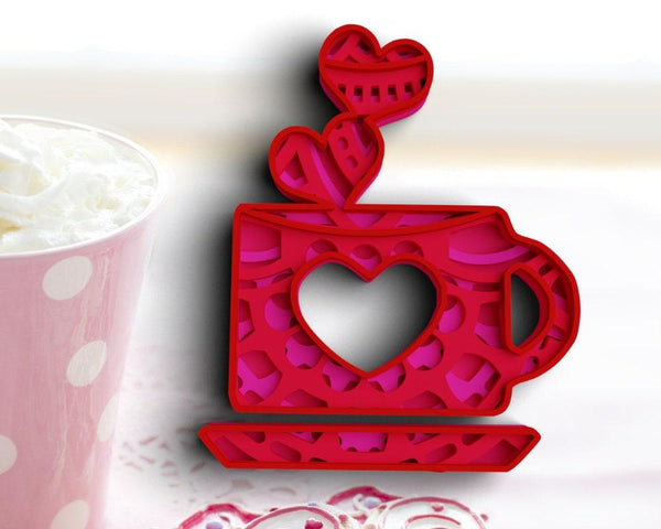 3D Valentine SVG DXF 4 Layer - Heart Svg-Rishasart