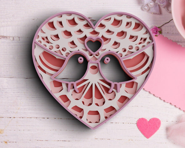 3D Valentine SVG DXF 4 Layer - XOXO Svg-Rishasart