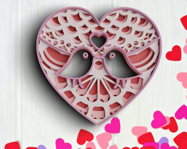 3D Valentine SVG DXF 4 Layer - XOXO Svg-Rishasart