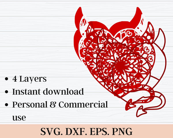 3D Valentine SVG DXF 4 Layer - XOXO Svg-Rishasart