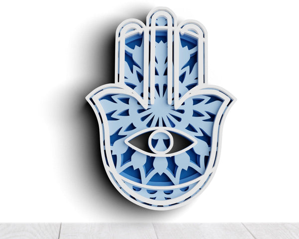 3D Hamsa SVG DXF 4 Layer - Evil Eye Svg-Rishasart