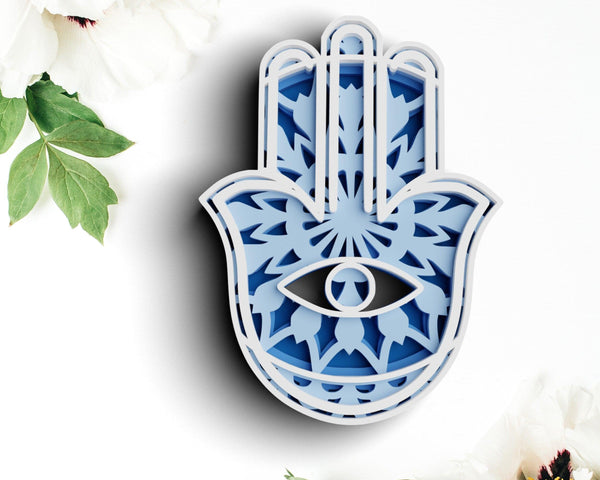 3D Hamsa SVG DXF 4 Layer - Evil Eye Svg-Rishasart