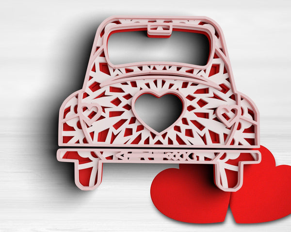 3D Valentine SVG DXF 4 Layer - XOXO Svg-Rishasart