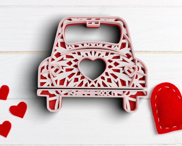 3D Valentine SVG DXF 4 Layer - XOXO Svg-Rishasart