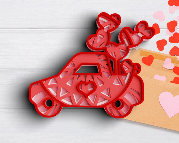 3D Valentine SVG DXF 4 Layer - XOXO Svg-Rishasart