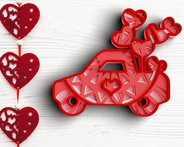 3D Valentine SVG DXF 4 Layer - XOXO Svg-Rishasart