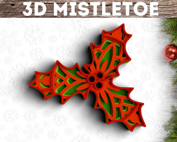 3D Christmas SVG DXF - Mistletoe Svg-Rishasart