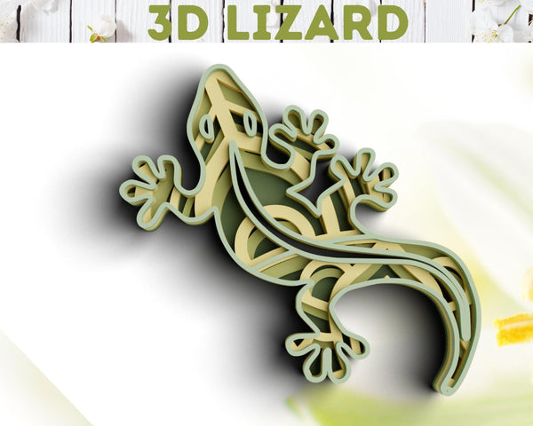 3D Lizard SVG DXF 4 Layer - Gecko Svg 3D Mandala Svg-Rishasart