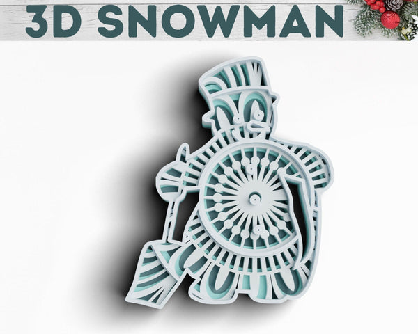 3D Christmas SVG DXF - Snowman Svg-Rishasart