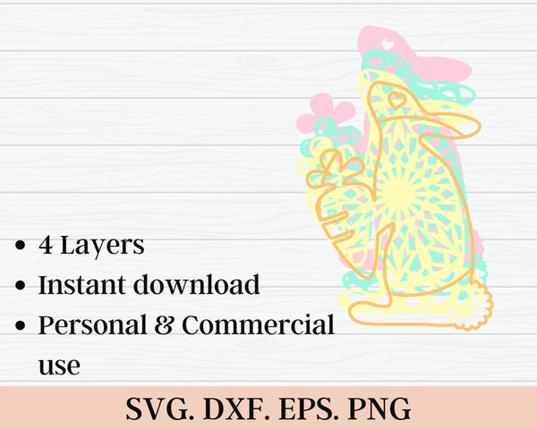 3D Easter SVG DXF 4 Layer - Easter Bunny Svg-Rishasart