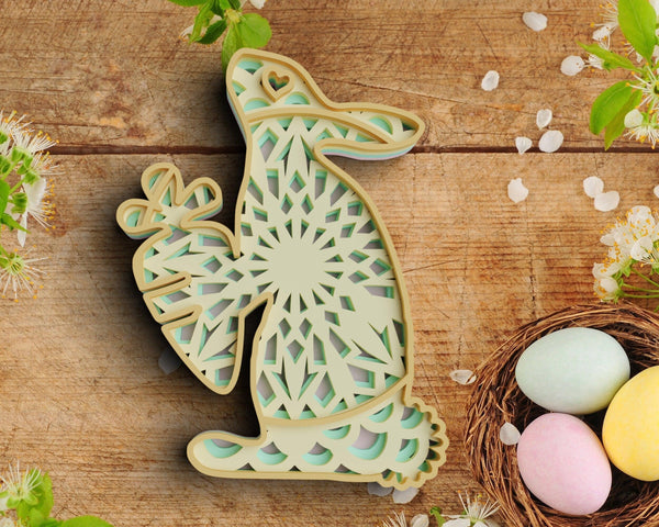 3D Easter SVG DXF 4 Layer - Easter Bunny Svg-Rishasart