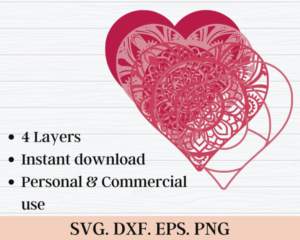 3D Valentine SVG DXF 4 Layer - Love Svg-Rishasart