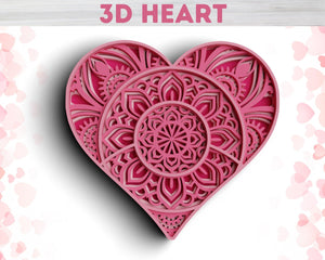 3D Valentine SVG DXF 4 Layer - Love Svg-Rishasart