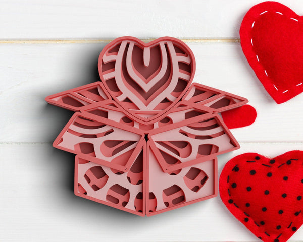 3D Valentine SVG DXF 4 Layer - Heart Svg-Rishasart