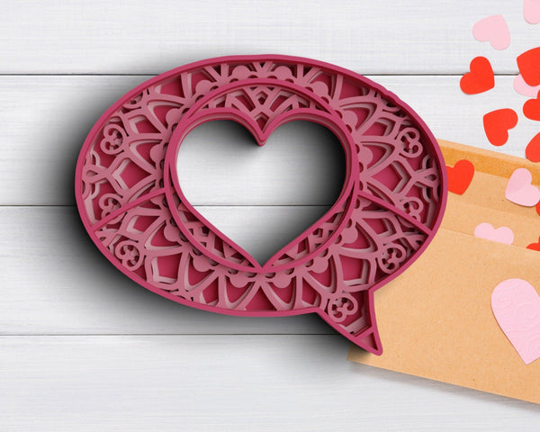 3D Valentine SVG DXF 4 Layer - Heart Svg-Rishasart