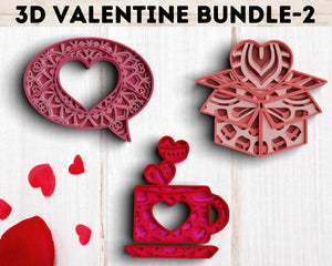 3D Valentine SVG DXF 4 Layer - Heart Svg-Rishasart