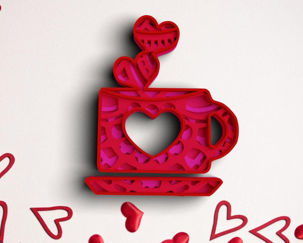 3D Valentine SVG DXF 4 Layer - Heart Svg-Rishasart