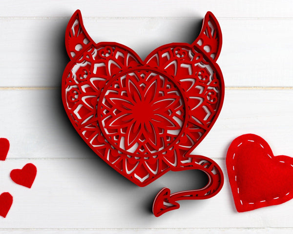 3D Valentine SVG DXF 4 Layer - XOXO Svg-Rishasart