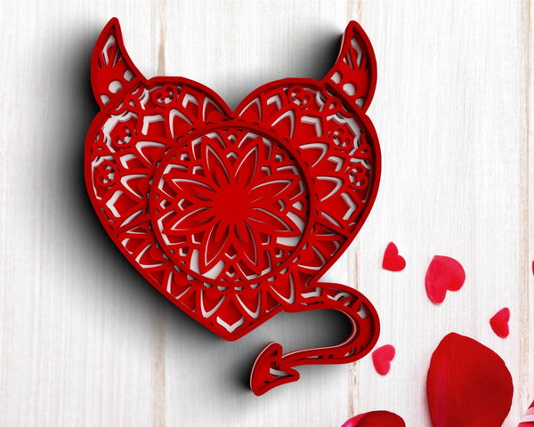 3D Valentine SVG DXF 4 Layer - XOXO Svg-Rishasart