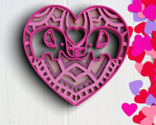 3D Valentine SVG DXF 4 Layer - XOXO Svg-Rishasart