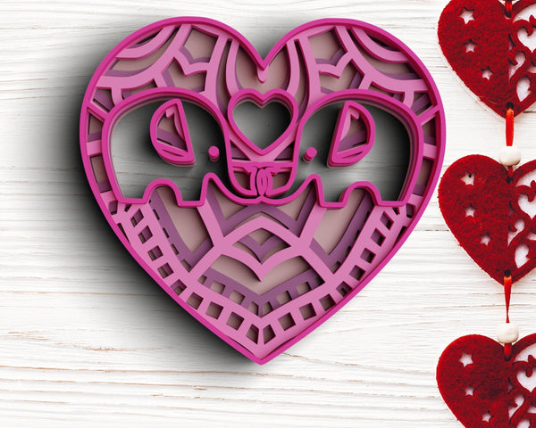 3D Valentine SVG DXF 4 Layer - XOXO Svg-Rishasart