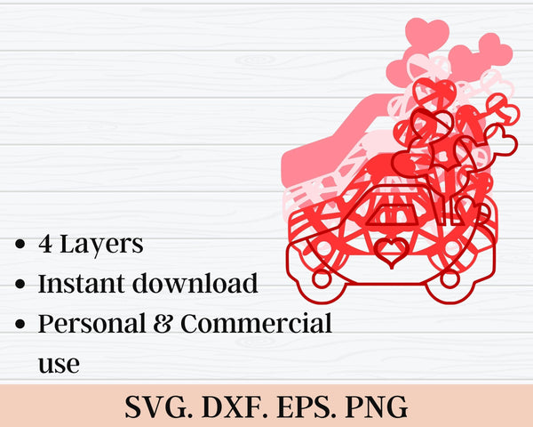 3D Valentine SVG DXF 4 Layer - XOXO Svg-Rishasart