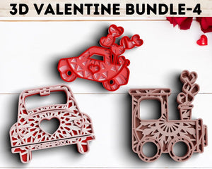 3D Valentine SVG DXF 4 Layer - XOXO Svg-Rishasart