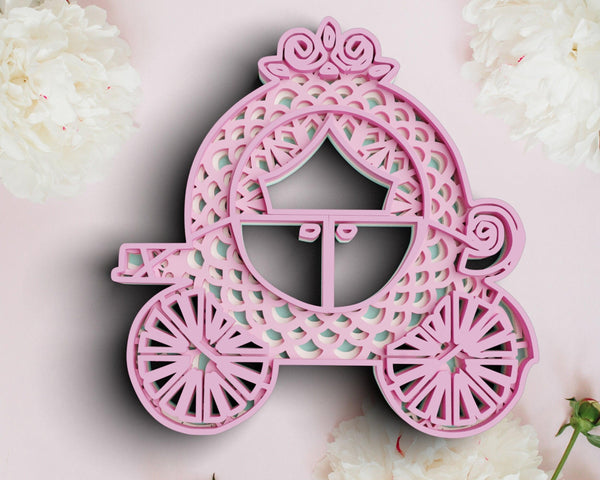 3D Carriage SVG DXF 4 Layer - Princess Svg-Rishasart