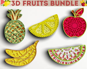 3D Fruit SVG DXF 4 Layer - Pineapple Svg-Rishasart
