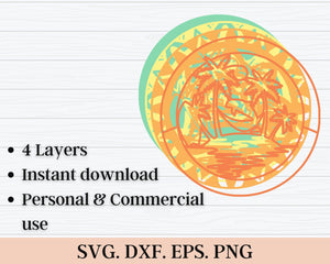 3D Beach SVG DXF file - Summer Svg 3D Mandala Svg-Rishasart