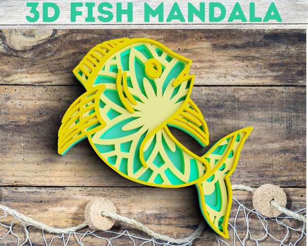 3D Fish SVG DXF 4 Layer - Fishing Svg-Rishasart