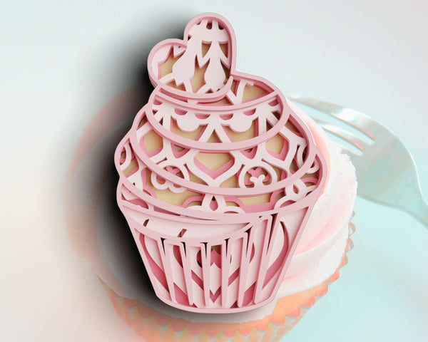 3D Cupcake SVG DXF 4 Layer - Birthday Svg-Rishasart