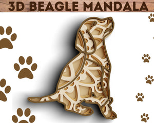 3D Beagle Mandala SVG DXF - Dog Svg 3D Mandala Svg-Rishasart