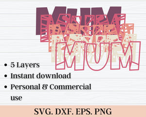 3D Mum SVG DXF 5 Layer - Mothers Day Svg-Rishasart