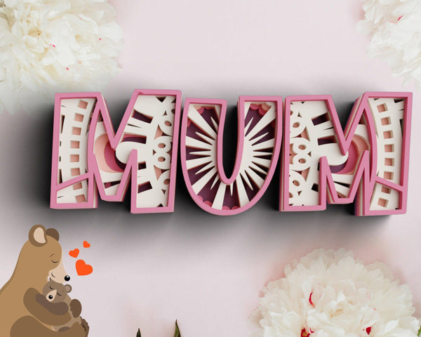 3D Mum SVG DXF 5 Layer - Mothers Day Svg-Rishasart