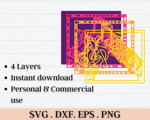 3D Music SVG DXF 4 Layer - Notes Svg-Rishasart