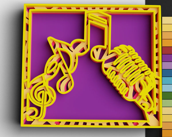 3D Music SVG DXF 4 Layer - Notes Svg-Rishasart