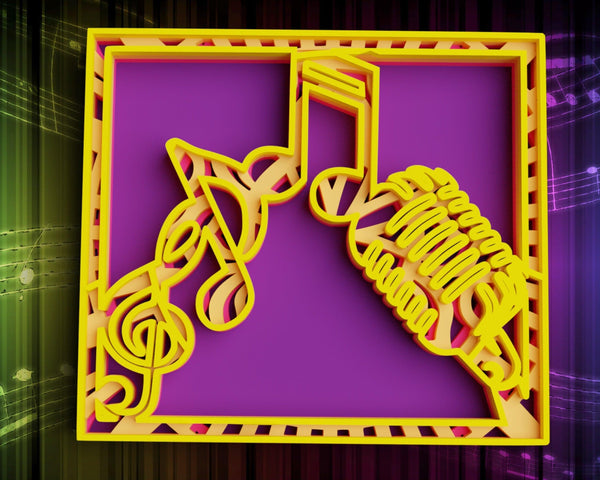 3D Music SVG DXF 4 Layer - Notes Svg-Rishasart