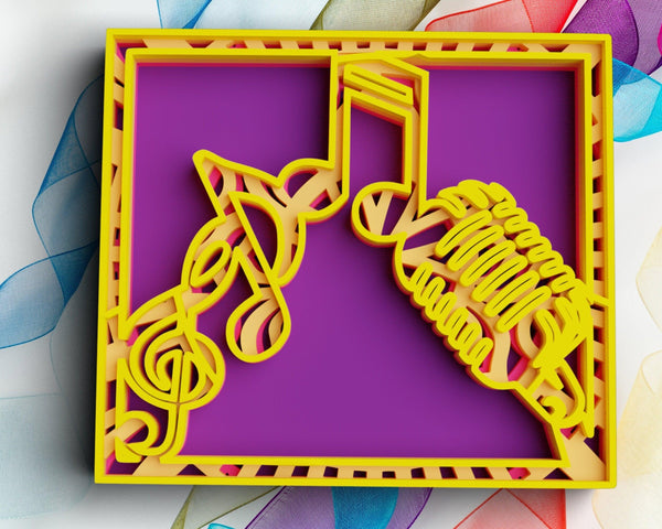 3D Music SVG DXF 4 Layer - Notes Svg-Rishasart