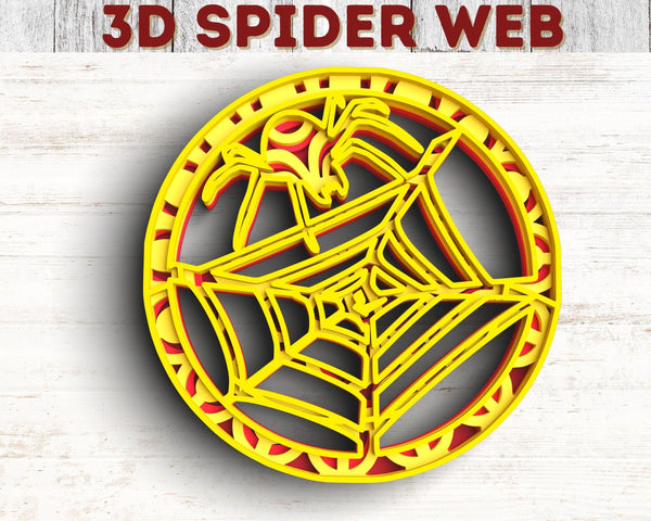 3D Spider Web SVG DXF 4 Layer - Cobweb Svg 3D-Rishasart