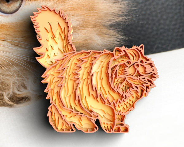 3D Cat SVG DXF 5 Layer - Persian Cat Svg-Rishasart