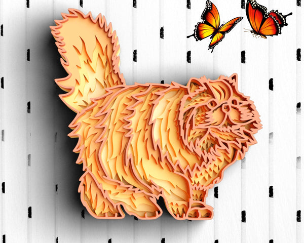 3D Cat SVG DXF 5 Layer - Persian Cat Svg-Rishasart