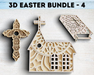 3D Easter SVG DXF 4 Layer - Cross Svg-Rishasart