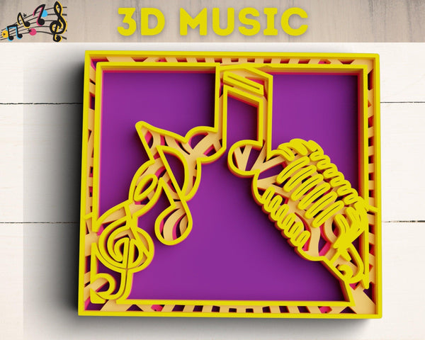 3D Music SVG DXF 4 Layer - Notes Svg-Rishasart