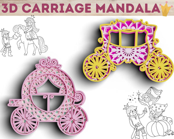 3D Carriage SVG DXF 4 Layer - Princess Svg-Rishasart