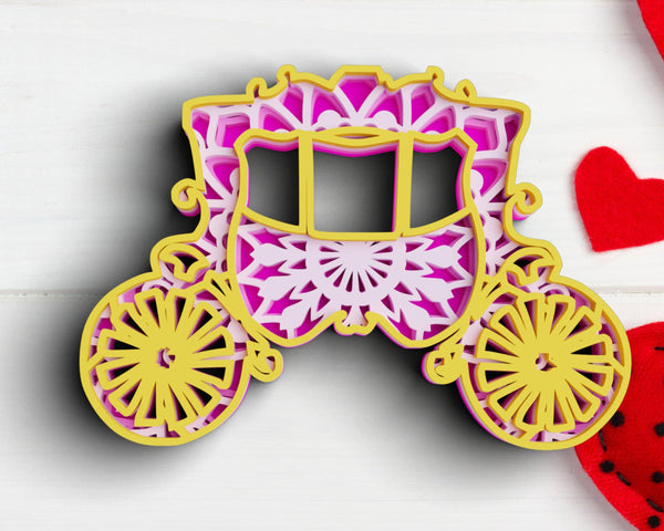 3D Carriage SVG DXF 4 Layer - Princess Svg-Rishasart