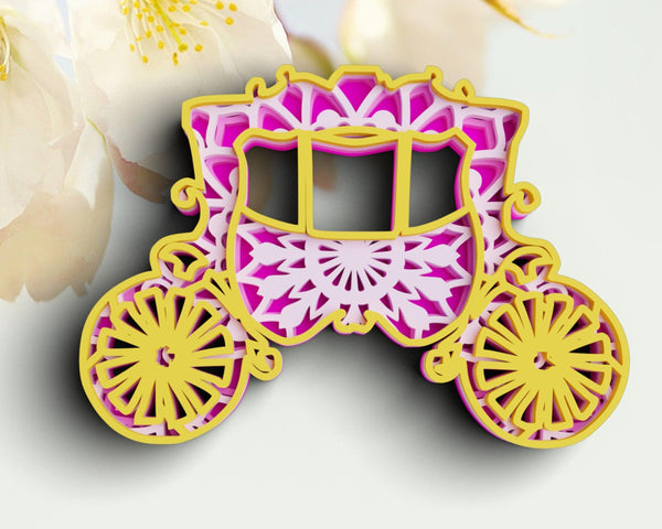 3D Carriage SVG DXF 4 Layer - Princess Svg-Rishasart